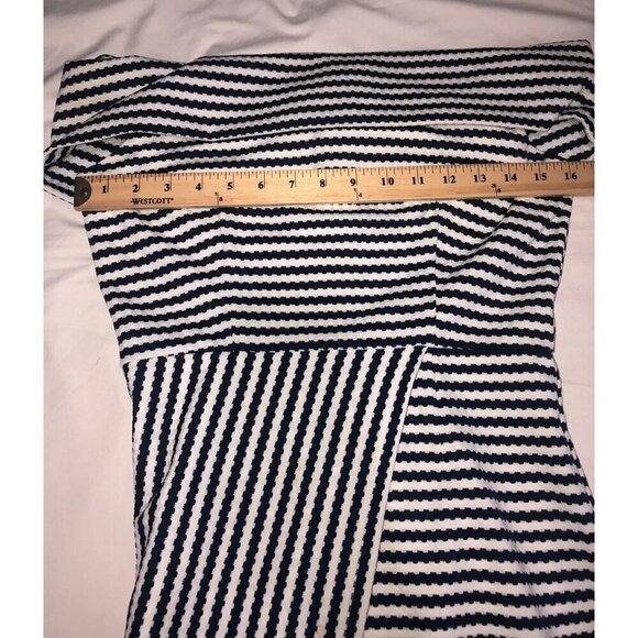 Hutch Off Shoulder Dress Size S Blue White Striped Knit Asymmetrical Nautical - Picture 7 of 11